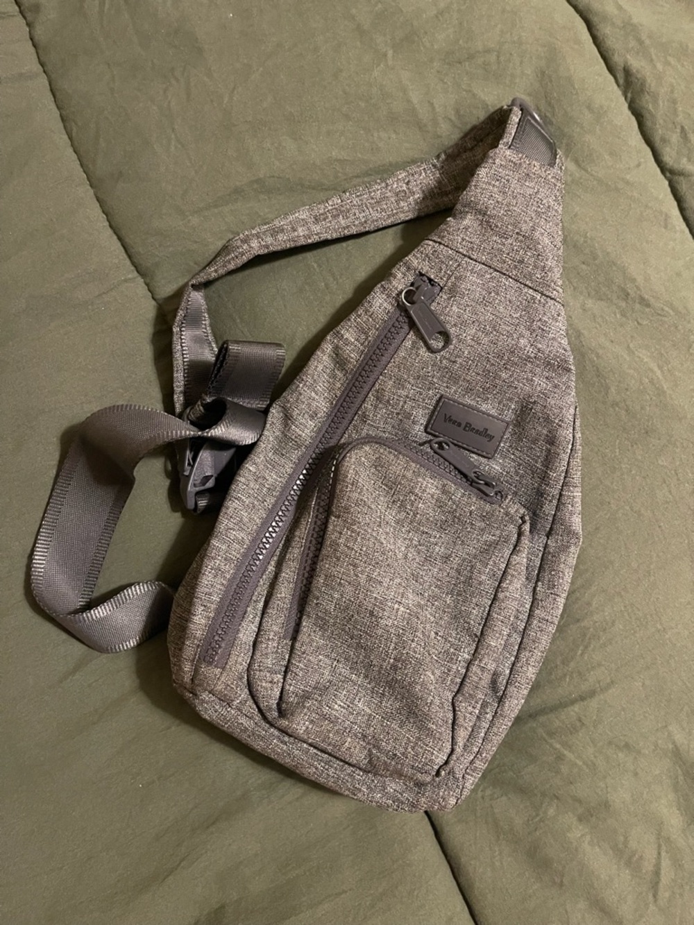 Vera Bradley Heathered Gray Sling Bag with Front Pocket